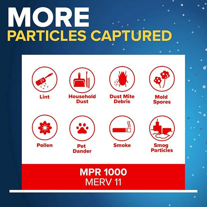 Filtrete 16x25x4 AC Furnace Air Filter, MPR 1000, MERV 11, Fits Honeywell & Lennox, Allergen Defense, Electrostatic Air Cleaning Filter, 2-Pack (Actual Size 15.88x24.56x4.31 in)