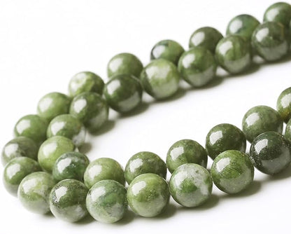 Matcha Green Jade Stone Beads Gemstone Round Crystal Energy Jade Beads Stone Beads for Jewelry Making DIY Bracelet Necklace Jewelry Making 1 Strand 15.5inch 60PCS 6MM
