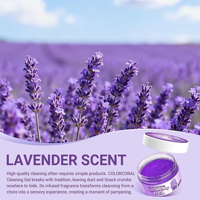 Car Cleaning Gel Reusable(Lavender Scent) 2Pack - Dust Cleaning Putty Keyboard Slime for Car Interior Air Vent Cleaner, Auto Detailing Tools Accessories, Christmas Stocking Stuffers for Men Women