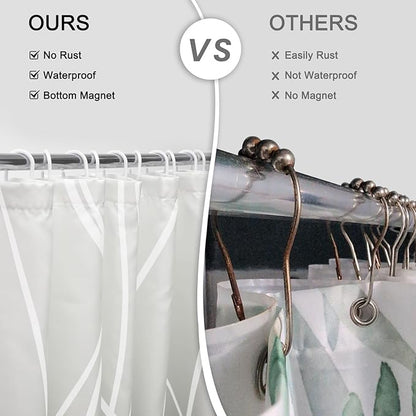 Punkray Ombre Dark Grey Striped Polyester Shower Curtain for Bathroom with Hooks, Shower Curtains for Bathroom, Waterproof Bath Accessories Hotel Style - Machine Washable 72 x 72