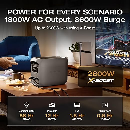 EF ECOFLOW Solar Generator DELTA 3 Classic with 220W Solar Panel, 1024Wh LiFePO4 Battery Portable Power Station, 1800W AC/100W USB-C Output (3600W Surge), 1 Hr Fast Charge for Home, Camping, RV
