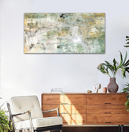 NINEASO Brown Green Abstract Wall Art - Unearthed World Abstract Canvas Pictures Wall Decor Modern Abstract Canvas Painting Artwork for Living Room Bedroom Home Office Wall Decorations 29" x 58"