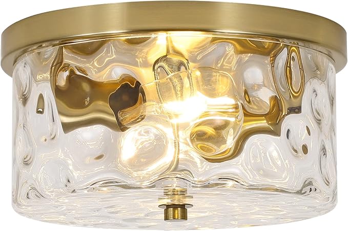 2-Light Flush Mount Ceiling Light Farmhouse Kitchen Island Ceiling Light with Bubble Glass Close to Ceiling Light Fixture for Living Room Bedroom Foyer Hallway