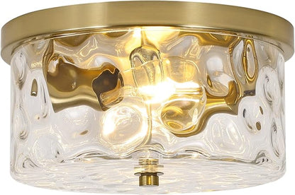2-Light Flush Mount Ceiling Light Farmhouse Kitchen Island Ceiling Light with Bubble Glass Close to Ceiling Light Fixture for Living Room Bedroom Foyer Hallway