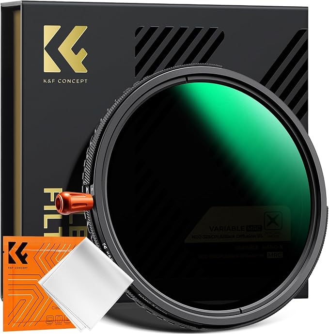 K&F CONCEPT 82mm Black Diffusion Mist Effect 1/4 & Variable ND2-32(1-5 Stops) & Circular Polarizing Filter CPL-in 1 HD Lens Filter with 28 Multi-Coated for Camera Lenses (Nano-X Series)