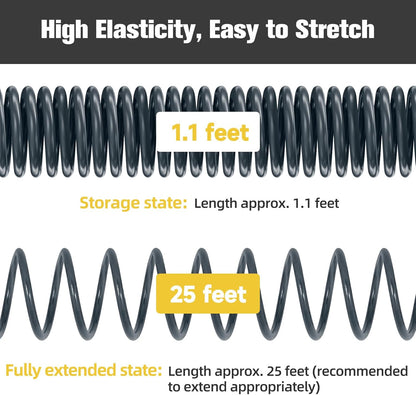 Coil Hose,3/8" EVA Coil Garden Hose 25 FT,Curly Water Hose Lightweight with Brass Connectors,Recoil Garden Hose Includes 8-Pattern Spray Nozzle for Boat, Yard, Patio, Green