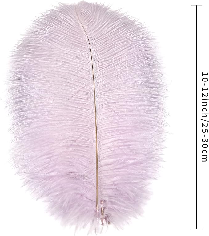 Ballinger Light Purple Ostrich Feathers - 24Pcs 10-12inch Lavender Feathers for Party Centerpieces,Flower Arrangement and Home Decor