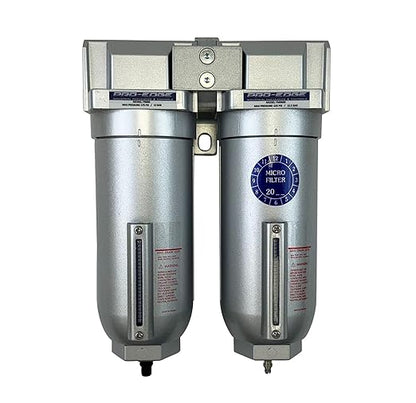 1" NPT Industrial (2-Stage) Moisture Removing Particulate Filter Water Separator and Oil, Moisture Vapor Removing Coalescing Filter for Compressed Air