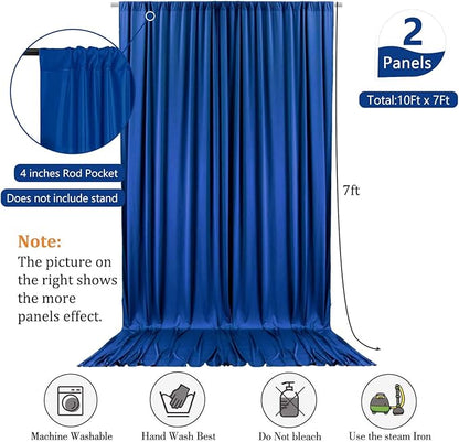 10 x 7 Feet Royal Blue Backdrop Curtain for Partie, Background Curtains for Photoshoot, Birthday, Wedding, Halloween, Thanksgiving, Christmas, New Year Party Decorations 5Ft x 7Ft, 2 Panels
