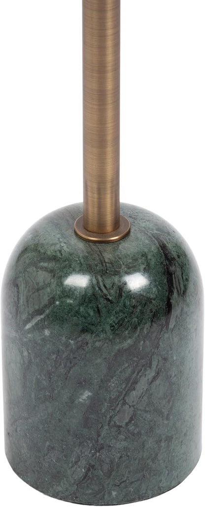 Kate and Laurel Shorrock Round Mango Wood Side Table, 12 x 12 x 24, Walnut Brown, Brass, and Green Marble, Modern Pedestal End Table with Marble Base for Bedroom Nightstand or Living Room Plant Stand