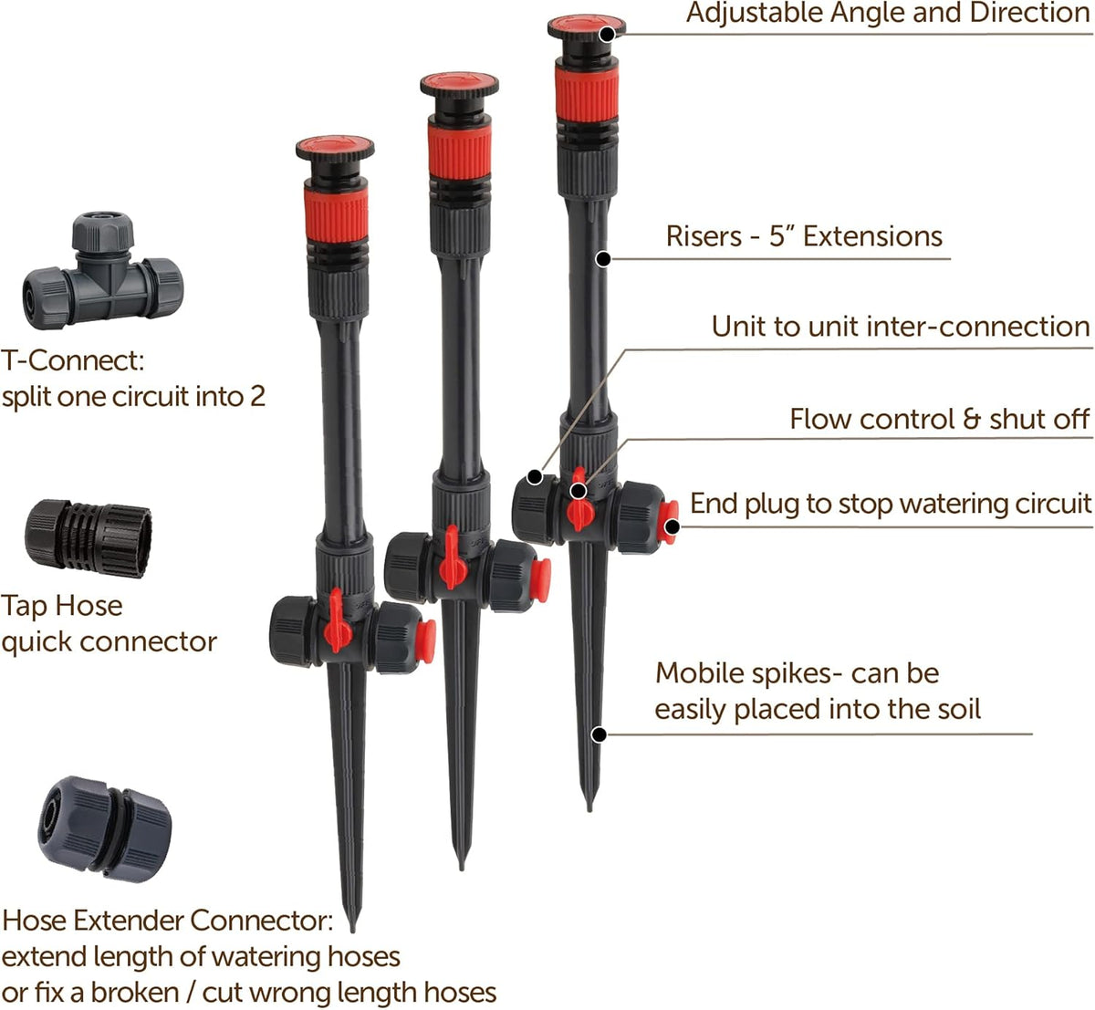 Eden 96093 Multi-Adjustable Flex Design Garden Sprinkler with Extension Set, Great for DIY Gardening Product