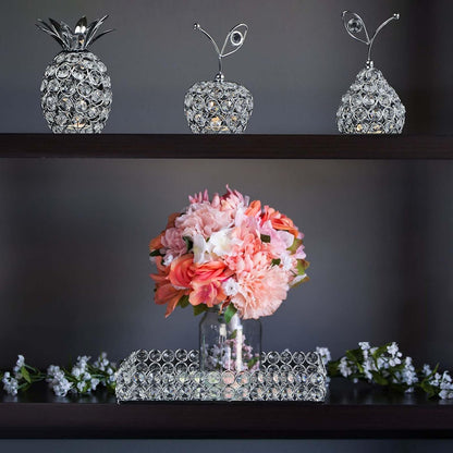 Elegant Decorative Trays & Crystal Fruit 4-Piece Set, Crystal Tea Light Holder - Wedding Centerpieces for Holidays, Home Table Decorations, Fruit Displays and Candle Holders (Silver, Set of Four)
