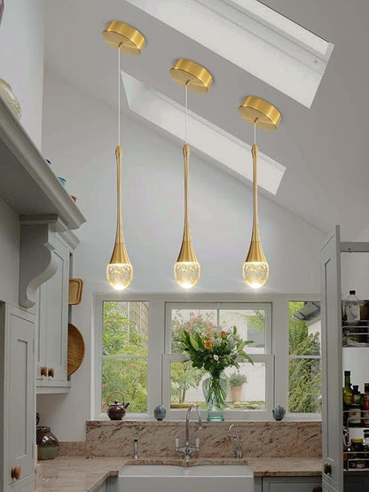 Single Head Gold Bubble Crystal Chandelier Modern LED Pendant Lights for Kitchen Island Dimmable 3000-6000k(3 Independence Light)…