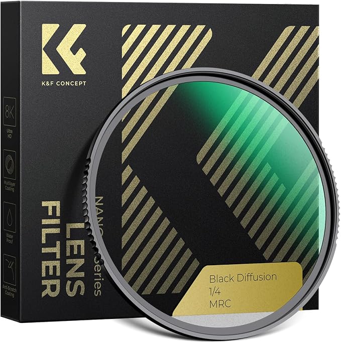 K&F CONCEPT 52mm Black Diffusion 1/4 Filter Mist Cinematic Effect Filter with 28 Multi-Layer Coatings Waterproof/Scratch Resistant for Video/Vlog/Portrait Photography