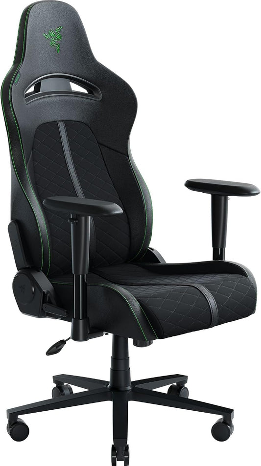 Razer Enki X Essential Gaming Chair, All-Day Comfort, Black | Built-in Lumbar Arch, Optimized Cushion Density, Dual-Textured, Eco-Friendly Synthetic Leather, Adjustable 152-degree Recline