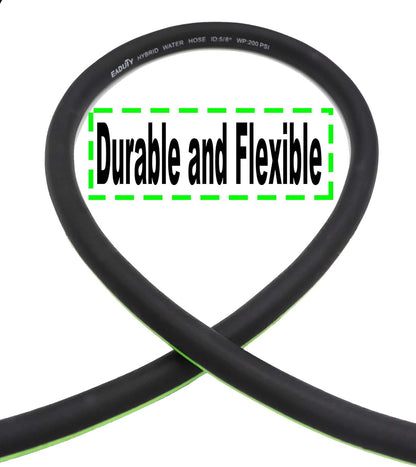 Hybrid Garden Hose 5/8 IN. x 75 FT, Heavy Duty, Lightweight, Flexible with Rotatable Grip Handle and Solid Brass Fittings