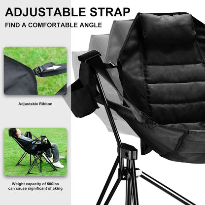 Hammock Camping Chair Folding 350lbs Foldable Portable Rocking Chairs for Adults Outside Swinging Camp with Stand Lawn Garden Hanging Outdoor