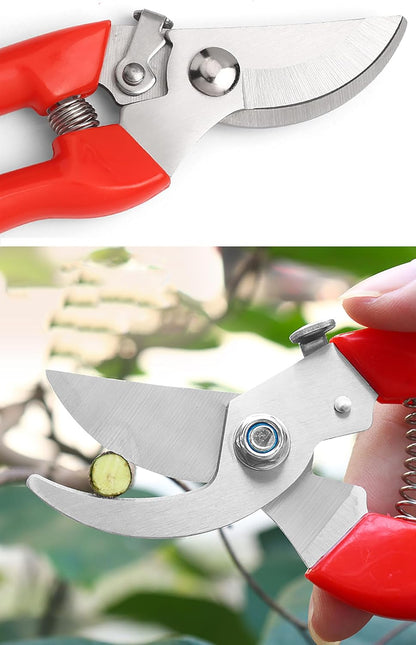 Garden Flower Shears Pruning Shears 6.9 inches Scissors Heavy Duty Plant Scissors for Cutting Flowers, Trimming Plants, Bonsai, Fruits Picking (Red Handle)