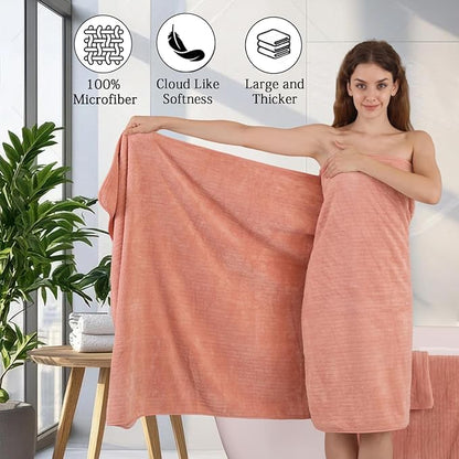 18 Piece Family Bath Towel Set Include 6 Bath Towels,6 Hand Towels and 6 Washcloths Soft Bathroom Towel with Hanging Loops,Highly Absorbent Quick Dry Towels Set for Bathroom,Hotel and Spa-Orange