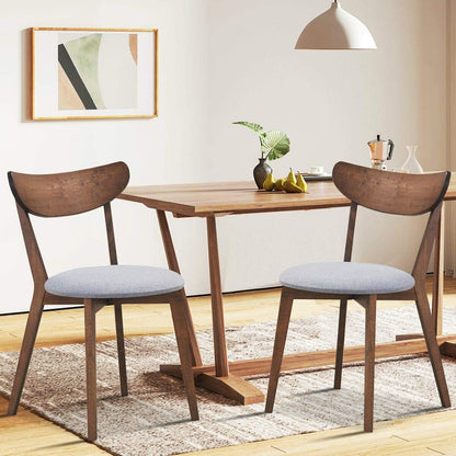 COSTWAY Dining Chairs Set of 6, Mid-Century Modern Kitchen & Dining Chairs with Curved Back and Cushioned Seat, Walnut Finished Wood Living Room Side Chairs for Kitchen, Dining Room, Bistro