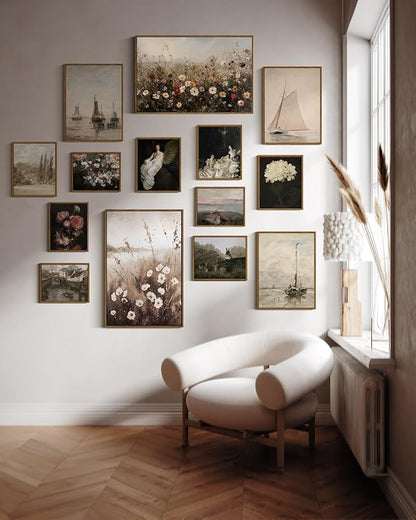 InSimSea Framed Wall Art for Living Room Retro Flower Canvas Art Wall Decor Bedroom Artwork Farmhouse Oil Paintings Pictures Prints Rustic Gallery Boho Vintage Floral Botanical Office 16x24In
