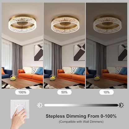 Jaycomey Modern LED Ceiling Light Fixture, 11.65" Flush Mount Kitchen Lighting Gold with Clear Seeded Acrylic Lampshade,Round Ceiling Lamp Lights for Hallway Dining Room