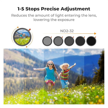 K&F CONCEPT 43mm Black Diffusion Mist Effect 1/4 & Variable ND2-32(1-5 Stops) & Circular Polarizing Filter CPL-in 1 Lens Filter with 18 Multi-Coatings for Camera Lenses (K-Series)