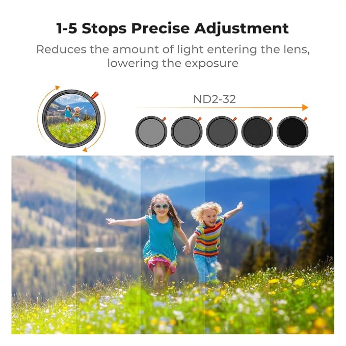 K&F CONCEPT 52mm Black Diffusion Mist Effect 1/4 & Variable ND2-32(1-5 Stops) & Circular Polarizing Filter CPL-in 1 Lens Filter with 18 Multi-Coatings for Camera Lenses (K-Series)