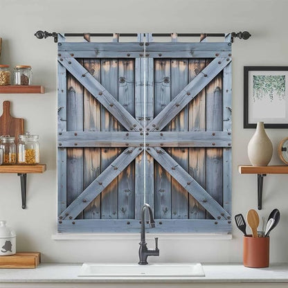 Farmhouse Wood Grain Bedroom Curtains 72 Inch Length, Window Curtains Tab Top, Vintage Country Barn Gate Textured Light Filtering Window Treatments Drapes 52"x72" 2 Panel