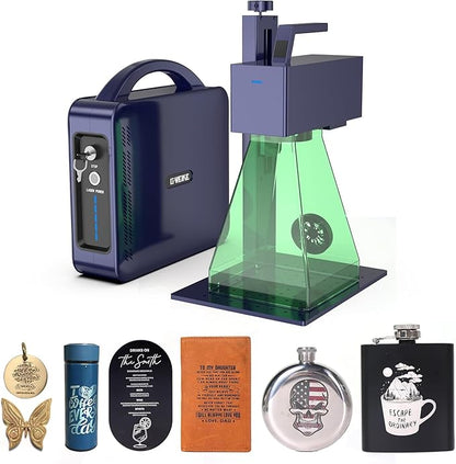 GWEIKE G2 Pro 30W Fiber Laser Engraver with 3D & Deep Engraving, 15000mm/s Fast Laser Engraver Machine, 110x110mm Working Area, Portable Laser Marking Machine for Metal, Jewelry, Leather, Dog Tags