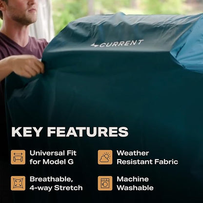Current® SoftFlex Grill and Griddle Cover, Custom Sized to Fit Both Current Model G Grill & Griddle, Weather Resistant Material, Anti-UV, Lightweight & Flexible, Weatherproof & Durable, Ocean
