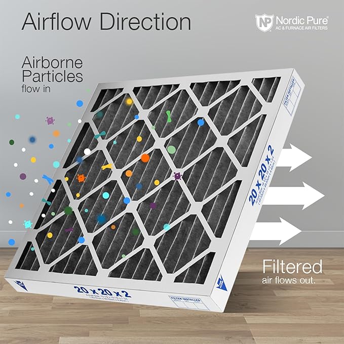 Nordic Pure 25x25x2 (Actual Size: 24 1/2 x 24 1/2 x 1 3/4) Furnace Air Filters MERV 12 Pleated Plus Carbon 3 Pack