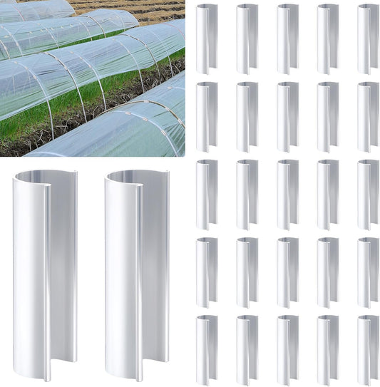 25 Pcs Aluminum Greenhouse Clamps, 0.925 x 3 Inch, Row Covers, Dog Beds, Quilting Frames Shelters, Shades, Netting (fit 1/2 Inch PVC Pipe Tube Clip)