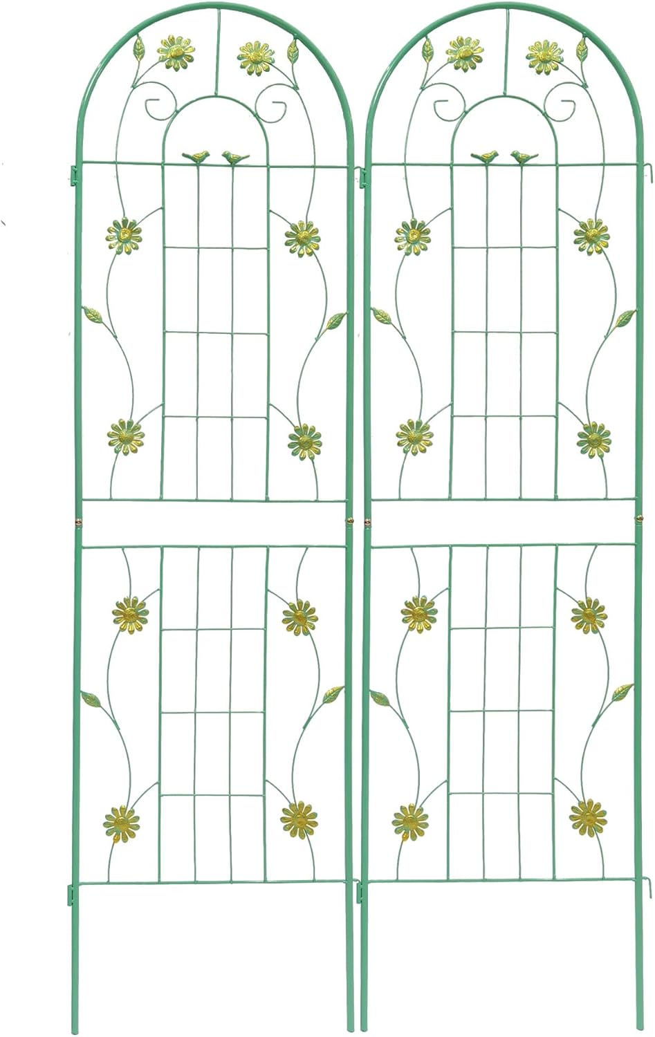 2 Pack Metal Garden Trellis 71" H Garden Fence Rustproof Trellis for Climbing Plants Support Roses Flower Outdoor Lawn, Green