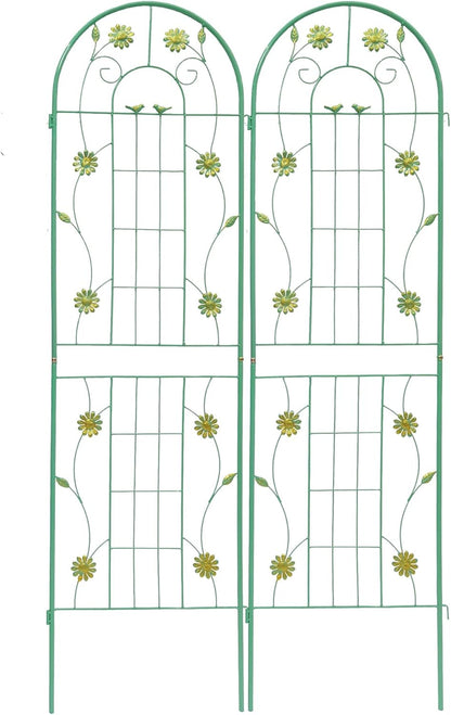 2 Pack Metal Garden Trellis 71" H Garden Fence Rustproof Trellis for Climbing Plants Support Roses Flower Outdoor Lawn, Green