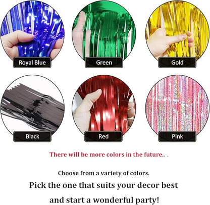 4 Pack Gold Total 40 Feet Foil Fringe Garland Metallic Tinsel Banner Wall Hanging Drapes Parade Float Skirting Decorations for Trailer Mardi Gras Party Birthday Wedding Baby Shower