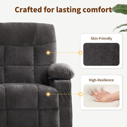 Power Lift Recliner Chair for Elderly with Massage and Heat, Comfortable Electric Power Reclining Chair with Side Pockets,2 Cup Holders and USB Charging Port for Living Room (Grey)