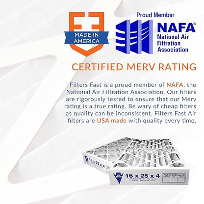 Filters Fast 30x36x1 Air Filter MERV 8, 1" AC Furnace Air Filters, Made in the USA, Actual Size: 29.5" x 35.5" x 0.75", 6 Pack