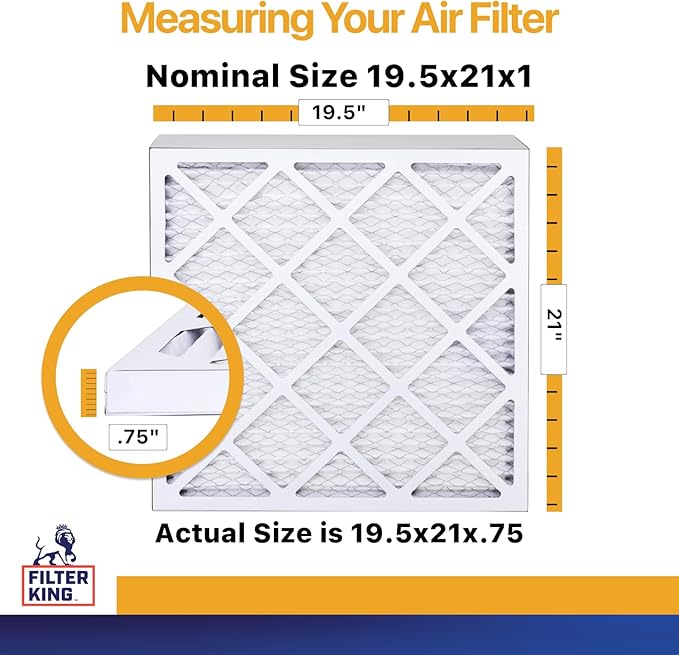 Filter King 19.5x21x1 Air Filter | 4-PACK | MERV 13 HVAC Pleated A/C Furnace Filters | MADE IN USA | Actual Size: 19.5 x 21 x .75"