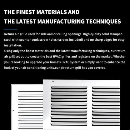 Return Air Grill 24x6(Duct Opening Size),Air Return Vent Cover,Flat Vent Cover,Rejillas De Aire Acondicionado para Casa,Return Air Grilles,Outer Dimensions:25.75"W X 7.75"H(24"W x 6"H, Duct Opening)