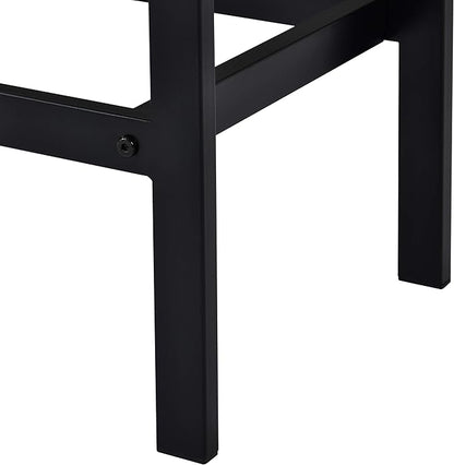 Harper & Bright Designs 4-Piece Dining Table Set, 60.2" L Solid Wood Dining Table with 3 Stools and Metal Frame for Kitchen Dining Room, Antique Grey + Black