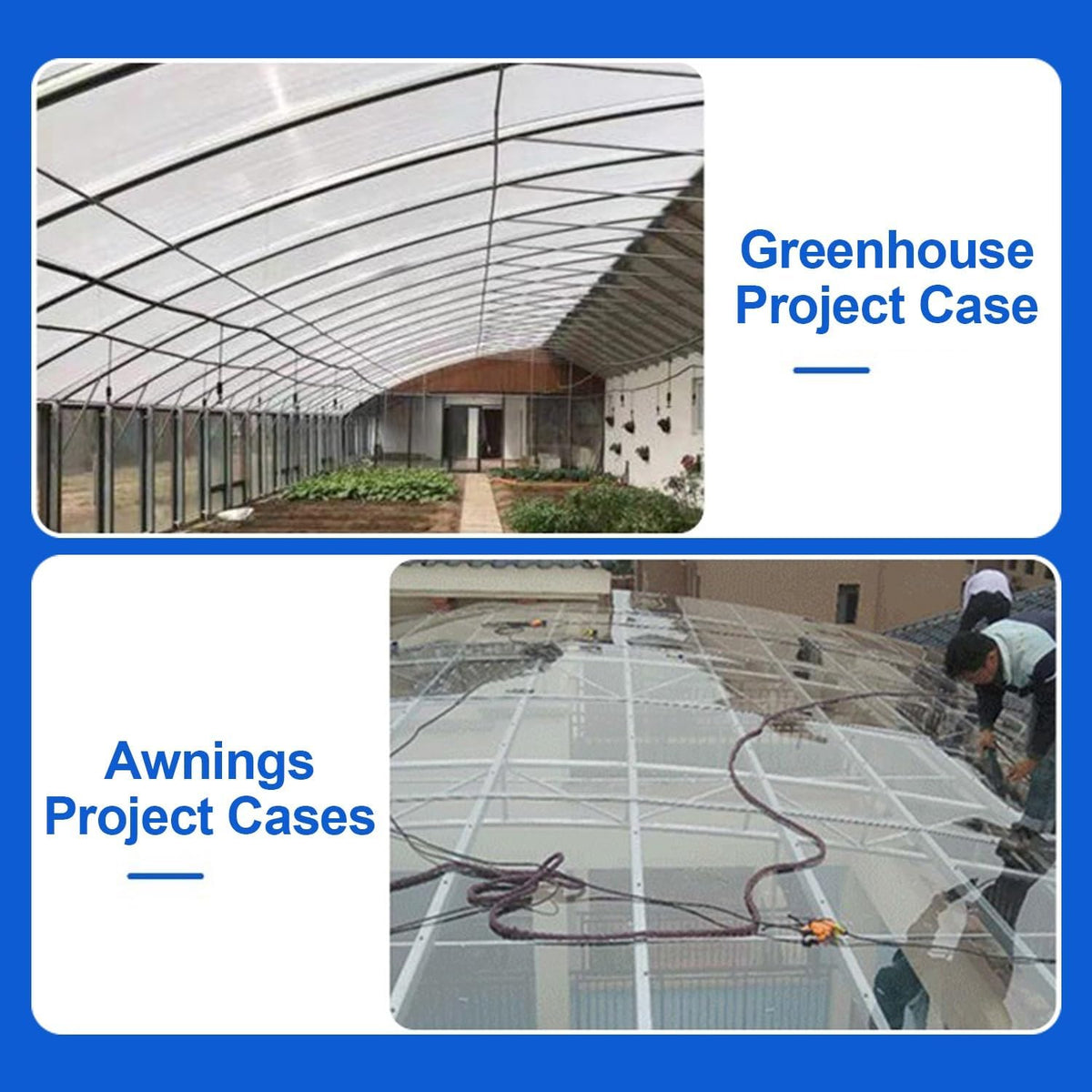 Greenhouse Panels Daylighting Roof Panels Transparent Greenhouse Panel Easy to Bend and Cut for Outdoor Gardens Greenhouses.(Blue,2.62x26.2ft)