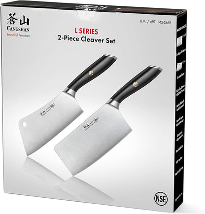 Cangshan L Series 2-Piece Cleaver Set, Forged German Steel (Black)