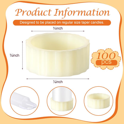 Pushglossy 100 Pack Rubber Taper Candle Hugger Grips Rings Holders Stay Put Candle Grips Inserts Keep the Bougie Upright and in Place for Taper Bougie Cups