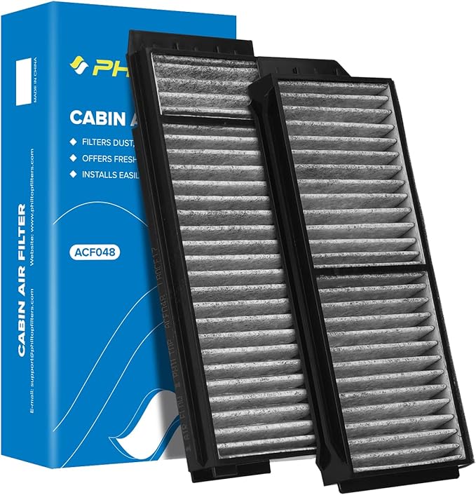 PHILTOP Cabin Air Filter, Replacement for CF10218, Mazda3 (2004-2009), Mazda5 (2006-2010, 2012-2017), Premium ACF048 Cabin Filter with Activated Carbon Clean Airflow, Filter Up Dust Pollen