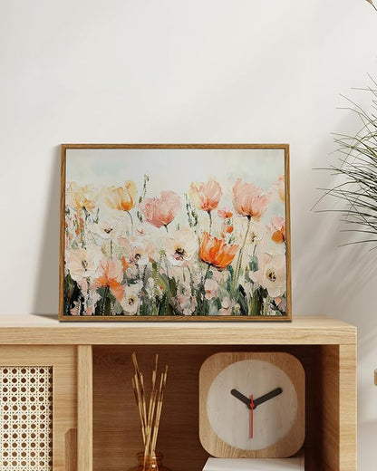 InSimSea Framed Wall Art for Living Room Flower Paingtings Tulips in Full Bloom Pictures Wall Decor Room Aesthetic Floral Art Elegant Canvas Print Home Decor for Bathrrom, Bedroom Décor 12x16In