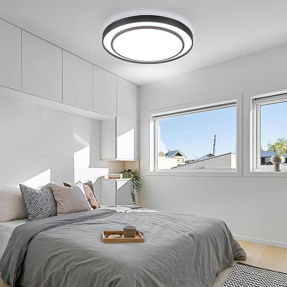 2Pack 20" LED Flush Mount Ceiling Light Fixture 5CCT, Black Dimmable Light Fixture Ceiling Mount 36W, Modern Simple Close to Ceiling Light Fixtures for Living Room,Kitchen, Bedroom