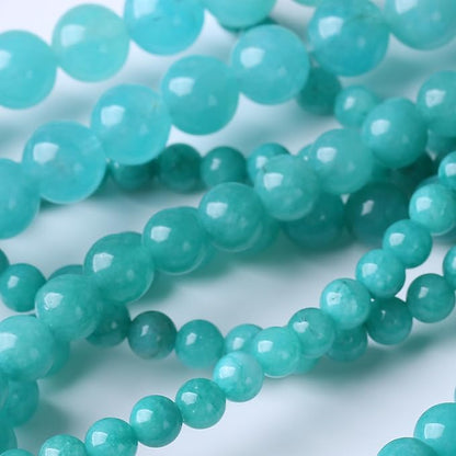 Blue Jade Stone Beads Gemstone Round Crystal Energy Jade Beads Stone Beads for Jewelry Making DIY Bracelet Necklace Jewelry Making 1 Strand 15.5inch 4MM