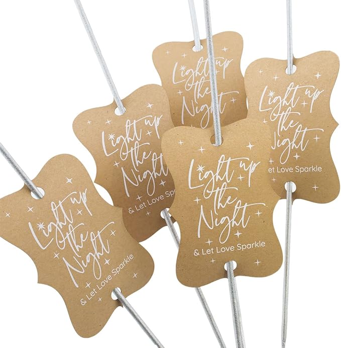 Summer-Ray 50pcs Light up The Night & Let Love Sparkle Wedding Sparkler Tags (Kraft Brown)
