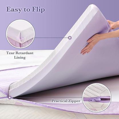 SINWEEK 3 Inch Memory Foam Mattress Topper Queen Size, Soft and Medium Mattress Pad for Back Pain Relief, High Density Foam Bed Topper with Textured Cover, CertiPUR-US Certified
